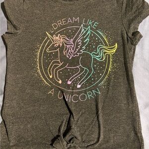 Jumping Beans Gray Short Sleeve Tee with Unicorn Design